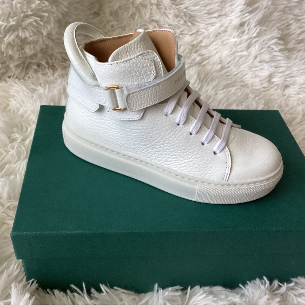 Buscemi toddleraloe white high top sneakers
